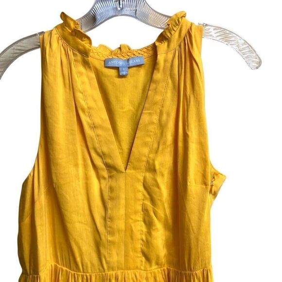 495. Antonio Melani sun yellow v neck Linen blend maxi dress size 4 - Picture 6 of 10